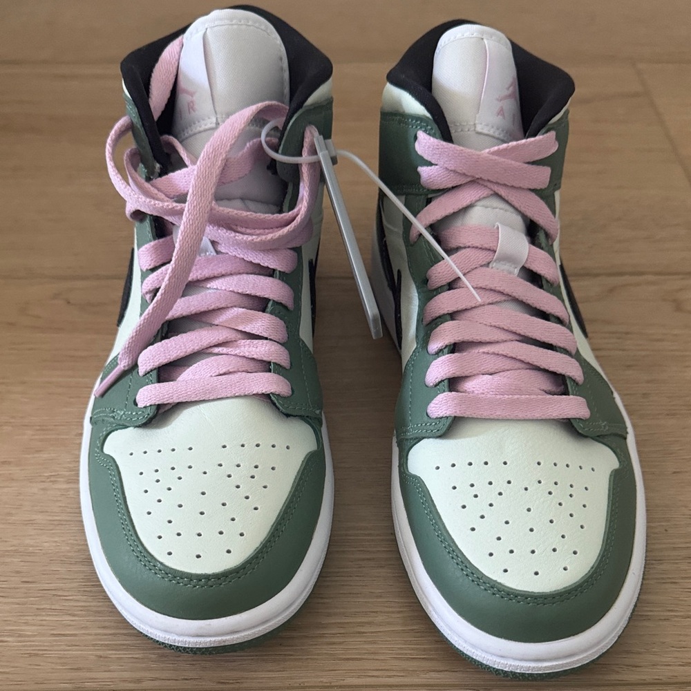 Air Jordan’s Nike Women's Green and Pink High-Top Sneakers - Picture 3 of 11